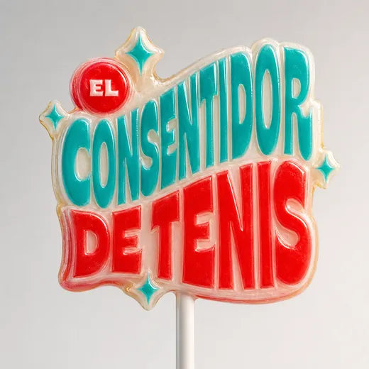 Paleta de caramelo con el logo de El Consentidor de Tenis